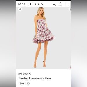 Mac Duggal Pink Floral Mini Dress